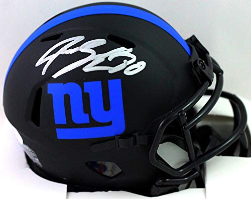 Jeremy Shockey Autographed NY Giants Eclipse Mini Helmet - Beckett Witness Silver - 757 Sports Collectibles