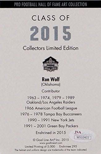Ron Wolf HOF Signed Green Bay Packers Goal Line Art Card-JSA Auth - 757 Sports Collectibles