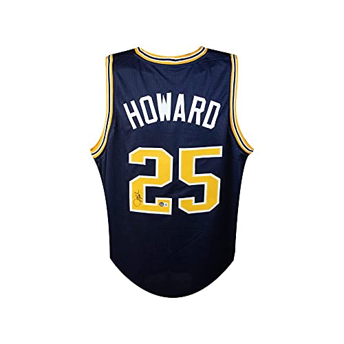 Juwan Howard Autographed Michigan Wolverines Custom Blue Basketball Jersey - BAS COA - 757 Sports Collectibles