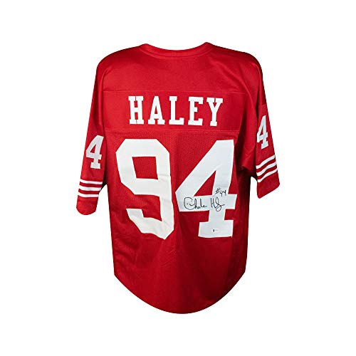 Charles Haley Autographed San Francisco 49ers Custom Football Jersey - BAS COA - 757 Sports Collectibles