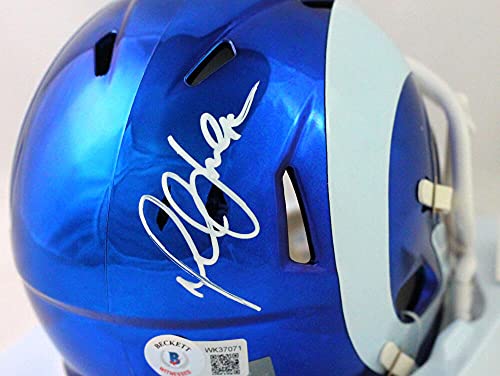 Marshall Faulk Autographed St. Louis Rams Chrome Mini Helmet - Beckett W White - 757 Sports Collectibles