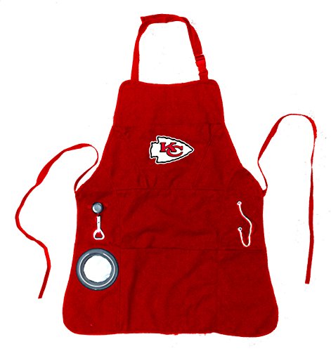 Team Sports America NFL Kansas City Chiefs Ultimate Grilling Apron Durable Cotton with Beverage Opener and Multi Tool For Football Fans Fathers Day and More - 757 Sports Collectibles