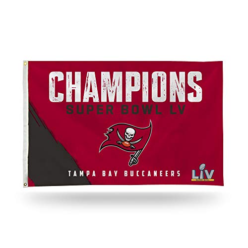 Rico Industries NFL Tampa Bay Buccaneers Super Bowl LV Champions Banner Flag with Grommets, 3-Foot by 5-Foot - 757 Sports Collectibles