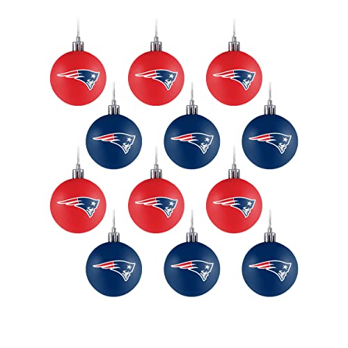 NFL New England Patriots 12 Pack Ball Hanging Tree Holiday Ornament Set12 Pack Ball Hanging Tree Holiday Ornament Set, Team Color, One Size - 757 Sports Collectibles