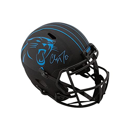 Christian McCaffrey Autographed Panthers Eclipse Replica Full-Size Football Helmet - BAS COA (Blue Ink) - 757 Sports Collectibles