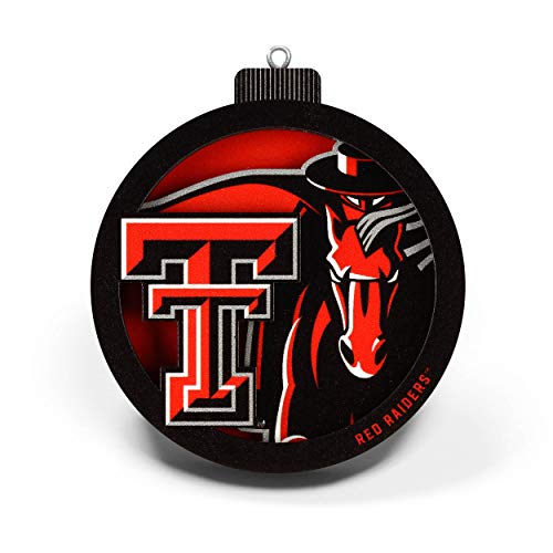 YouTheFan NCAA Texas Tech Red Raiders 3D Logo Series Ornament, team colors - 757 Sports Collectibles