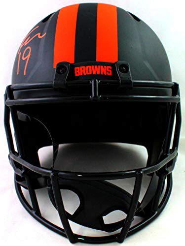 Bernie Kosar Autographed Browns Full Size Eclipse Helmet w/Inscription- Beckett Witness Orange - 757 Sports Collectibles