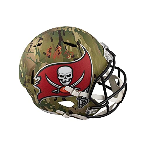 Rob Gronkowski Autographed Buccaneers Camo Replica Full-Size Football Helmet - BAS COA - 757 Sports Collectibles
