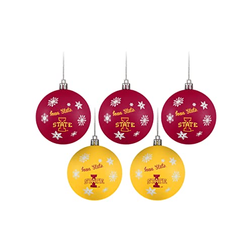 FOCO Iowa State Cyclones NCAA 5 Pack Shatterproof Ball Ornament Set - 757 Sports Collectibles
