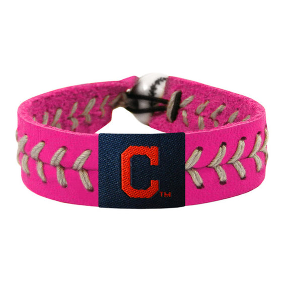 Cleveland Indians Bracelet Classic Baseball Pink C Logo Silver Thread CO - 757 Sports Collectibles