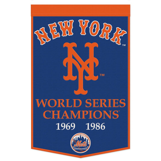 New York Mets Banner Wool 24x38 Dynasty Champ Design - Special Order