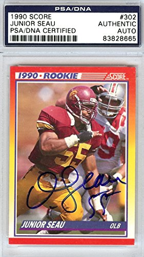 Junior Seau Autographed 1990 Score Rookie Card #302 USC Trojans PSA/DNA #83828665
