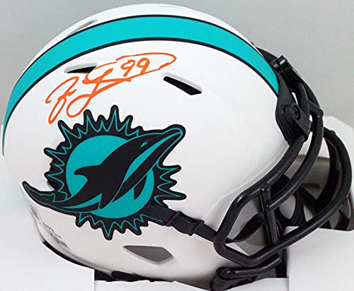 Jason Taylor Autographed Miami Dolphins Lunar Mini Helmet- Beckett W Orange - 757 Sports Collectibles