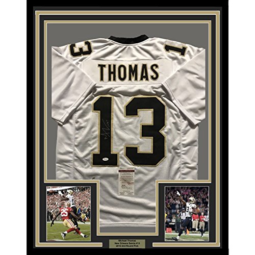 Framed Autographed/Signed Michael Thomas 33x42 New Orleans Saints White Football Jersey JSA COA