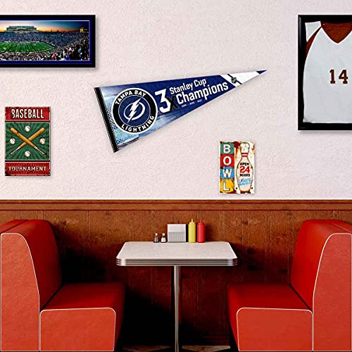 WinCraft Tampa Bay Lightning 3 Time Cup Champions Pennant Banner Flag - 757 Sports Collectibles