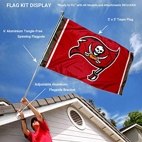 WinCraft Tampa Bay Buccaneers Flag Pole and Bracket Kit - 757 Sports Collectibles
