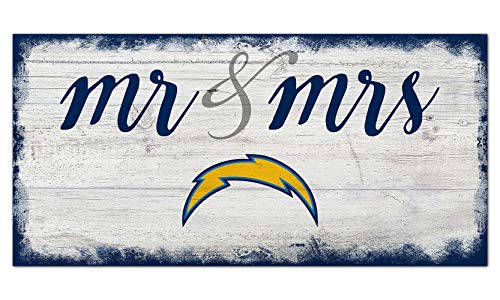 Fan Creations NFL San Diego Chargers Unisex Los Angeles Chargers Script Mr & Mrs Sign, Team Color, 6 x 12 - 757 Sports Collectibles