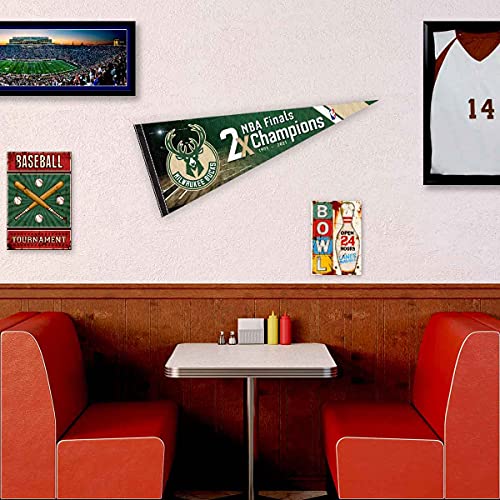 WinCraft Milwaukee Bucks 2 Time Champions Pennant Flag - 757 Sports Collectibles