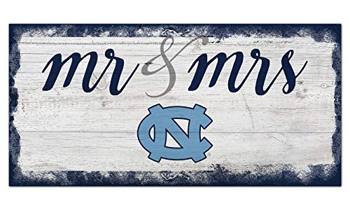 Fan Creations NCAA North Carolina Tar Heels Unisex University of North Carolina Script Mr & Mrs Sign, Team Color, 6 x 12 - 757 Sports Collectibles