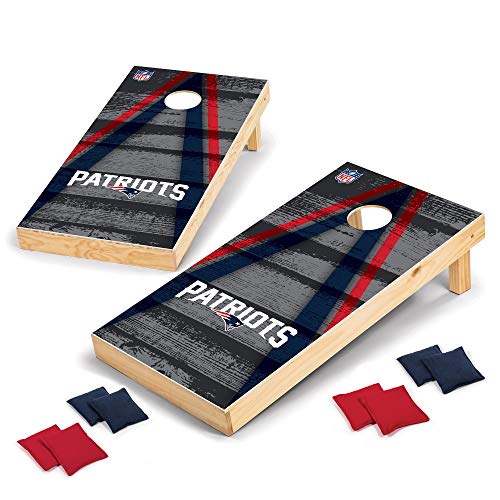 Wild Sports NFL New England Patriots 2' x 4' Direct Print Vintage Triangle Wood Tournament Cornhole Set, Team Color - 757 Sports Collectibles
