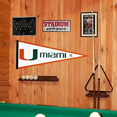 College Flags & Banners Co. Miami Hurricanes White Pennant - 757 Sports Collectibles