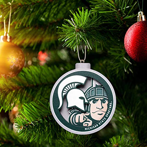 YouTheFan NCAA Michigan State Spartans 3D Logo Series Ornament, team colors - 757 Sports Collectibles