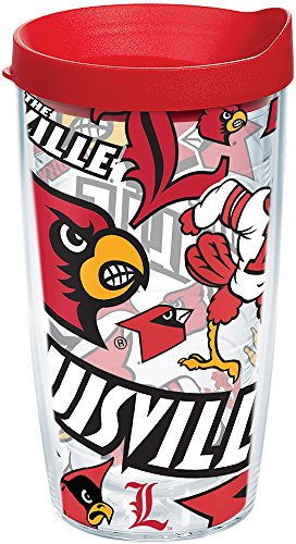 Tervis NCAA Louisville Cardinals All Over Tumbler with Lid, 16 oz, Clear - 757 Sports Collectibles