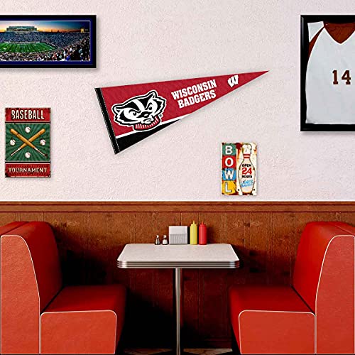 College Flags & Banners Co. Wisconsin Badgers Full Size Bucky Head Pennant - 757 Sports Collectibles