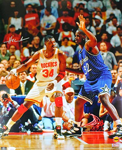 Hakeem Olajuwon Houston Rockets Autographed 16x20 Post Up Photo- JSA W Silver - 757 Sports Collectibles