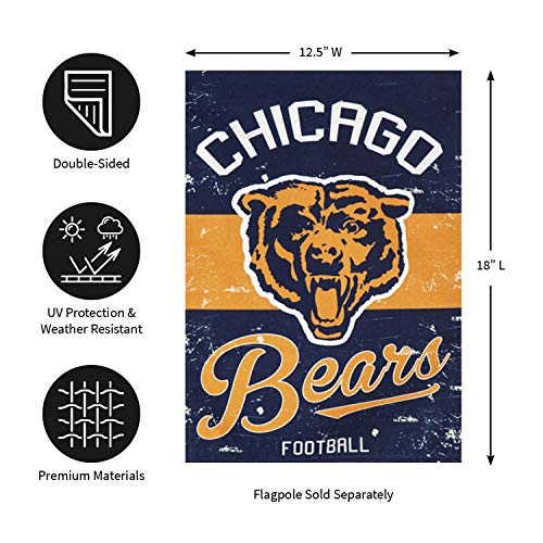 Team Sports America Chicago Bears NFL Vintage Linen Garden Flag - 12.5" W x 18" H Outdoor Double Sided Décor Sign for Football Fans - 757 Sports Collectibles