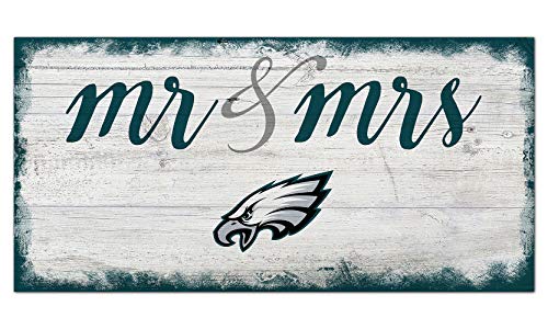 Fan Creations NFL Philadelphia Eagles Unisex Philadelphia Eagles Script Mr & Mrs Sign, Team Color, 6 x 12 - 757 Sports Collectibles