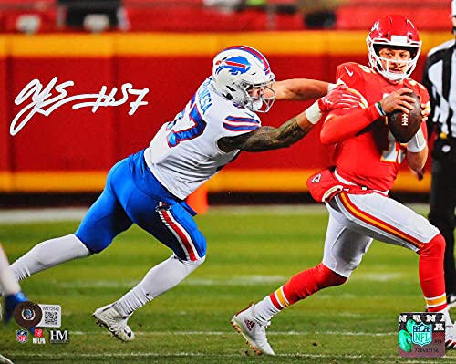 AJ Epenesa Autographed Bills Vs Chiefs HM Photo- Beckett W White - 757 Sports Collectibles