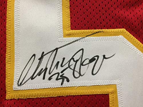 Framed Autographed/Signed Christian Okoye 33x42 Kansas City Chiefs Red Football Jersey JSA COA - 757 Sports Collectibles