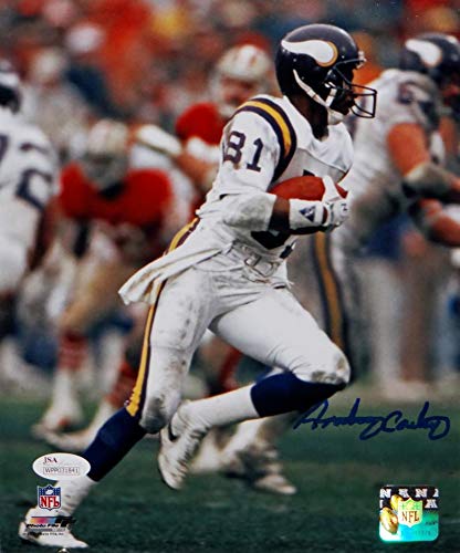 Anthony Carter Signed Minnesota Vikings 8x10 Running PF Photo- JSA W Auth Blue - 757 Sports Collectibles