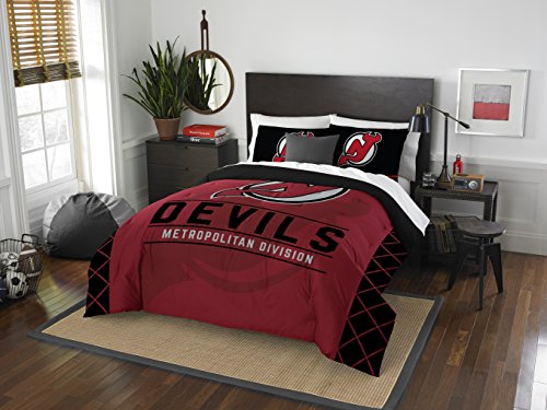NORTHWEST NHL New Jersey Devils Comforter and Sham Set, Full/Queen, Draft - 757 Sports Collectibles