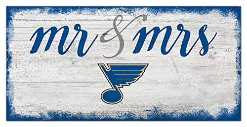 Fan Creations NHL St. Louis Blues Unisex St.Louis Blues Script Mr & Mrs Sign, Team Color, 6 x 12 - 757 Sports Collectibles