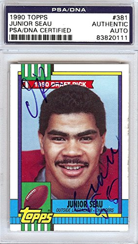 Junior Seau Autographed 1990 Topps Rookie Card #381 San Diego Chargers PSA/DNA #83820111