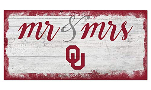 Fan Creations NCAA Oklahoma Sooners Unisex University of Oklahoma Script Mr & Mrs Sign, Team Color, 6 x 12 - 757 Sports Collectibles