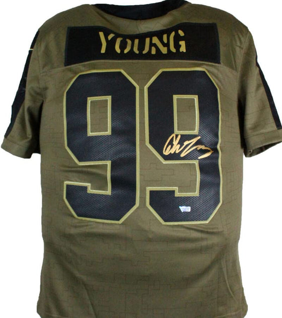Chase Young Autographed Washington Football Team Salute to Service Nike Limited Jersey-Fanatics Gold - 757 Sports Collectibles