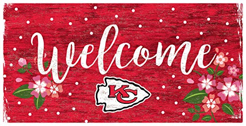 Fan Creations NFL Kansas City Chiefs Unisex Kansas City Chiefs Welcome Floral Sign, Team Color, 6 x 12 - 757 Sports Collectibles
