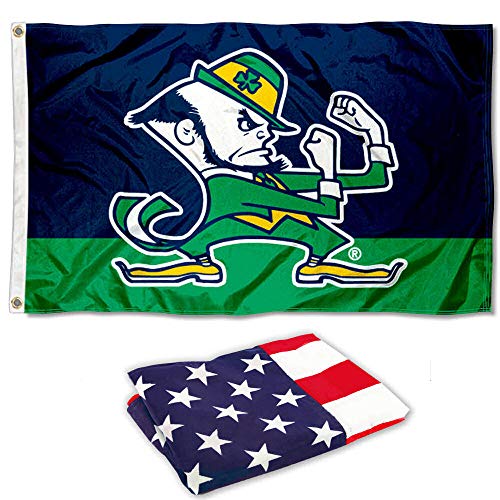 Notre Dame Flag and USA 3x5 Flag Set - 757 Sports Collectibles