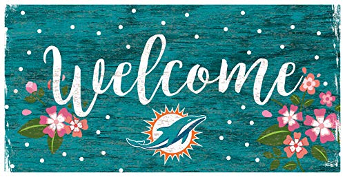 Fan Creations NFL Miami Dolphins Unisex Miami Dolphins Welcome Floral Sign, Team Color, 6 x 12 - 757 Sports Collectibles