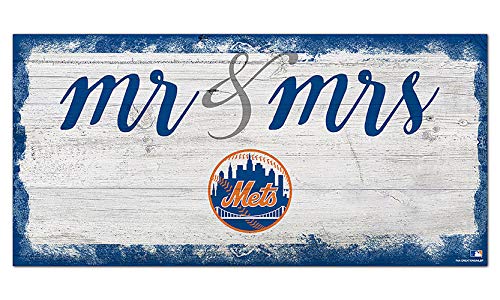 Fan Creations MLB New York Mets Unisex New York Mets Script Mr & Mrs Sign, Team Color, 6 x 12 - 757 Sports Collectibles