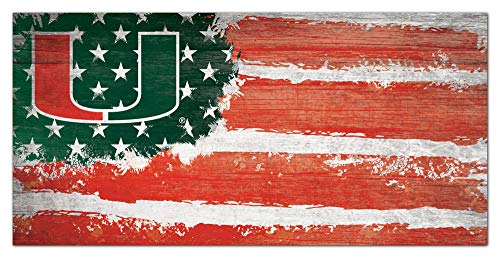 Fan Creations NCAA Miami Hurricanes Unisex University of Miami Flag Sign, Team Color, 6 x 12 - 757 Sports Collectibles