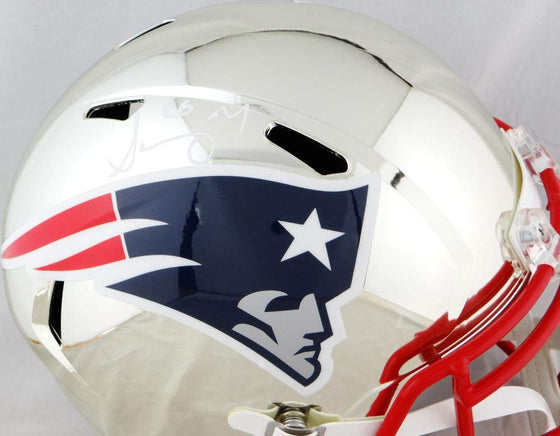 Sony Michel Autographed New England Patriots Full Size Chrome Helmet - Beckett Auth White - 757 Sports Collectibles