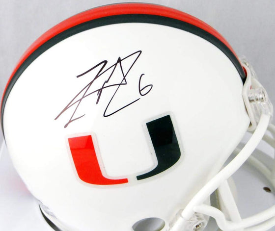Lamar Miller Autographed Miami Hurricanes White Riddell Mini Helmet- JSA W Auth Black - 757 Sports Collectibles