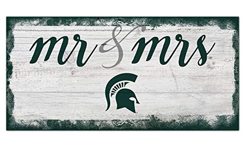 Fan Creations NCAA Michigan State Spartans Unisex Michigan State Script Mr & Mrs Sign, Team Color, 6 x 12 - 757 Sports Collectibles