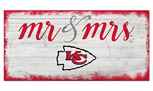 Fan Creations NFL Kansas City Chiefs Unisex Kansas City Chiefs Script Mr & Mrs Sign, Team Color, 6 x 12 - 757 Sports Collectibles