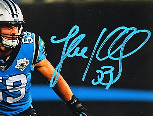 Luke Kuechly Autographed Panthers Stance 8x10 FP Photo- Beckett W Teal - 757 Sports Collectibles