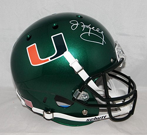 Jim Kelly Autographed Miami Hurricanes Green Schutt F/S Helmet - JSA W Auth White